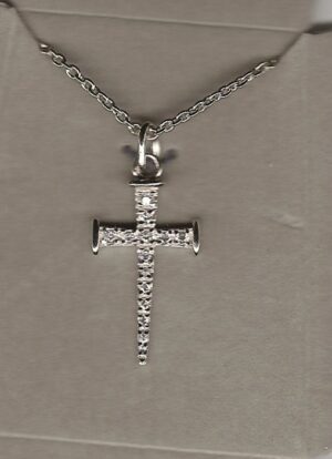 Sterling Silver Nail Cross with Rhodium Finish