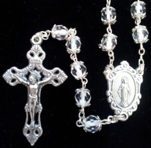 Clear Bead with White Center Rosary