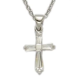 Birthstone Cross Necklace: April