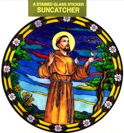 Stained Glass Static Window Cling / Sun Catcher St. Francis